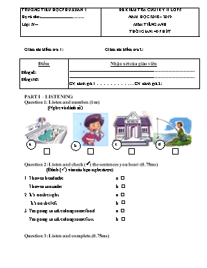 Đề kiểm tra cuối học kỳ II môn Tiếng Anh Lớp 5 - Năm học 2018-2019 - Trường TH Phú Xuân 1